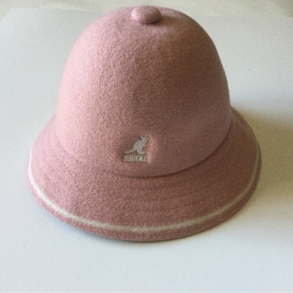 KANGOL WOMENS STRIPE CASUAL WOOL BUCKET HAT SMALL DUSTY ROSE PINK NWT